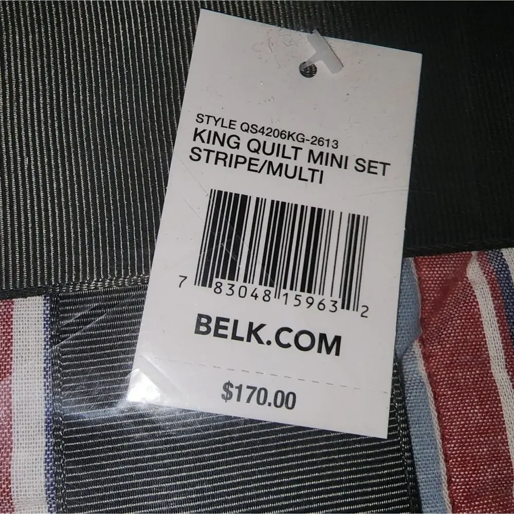 MODERN SOUTHERN HOME NWT KING BRIDGETOWN STRIPE MINI QUILT SET
